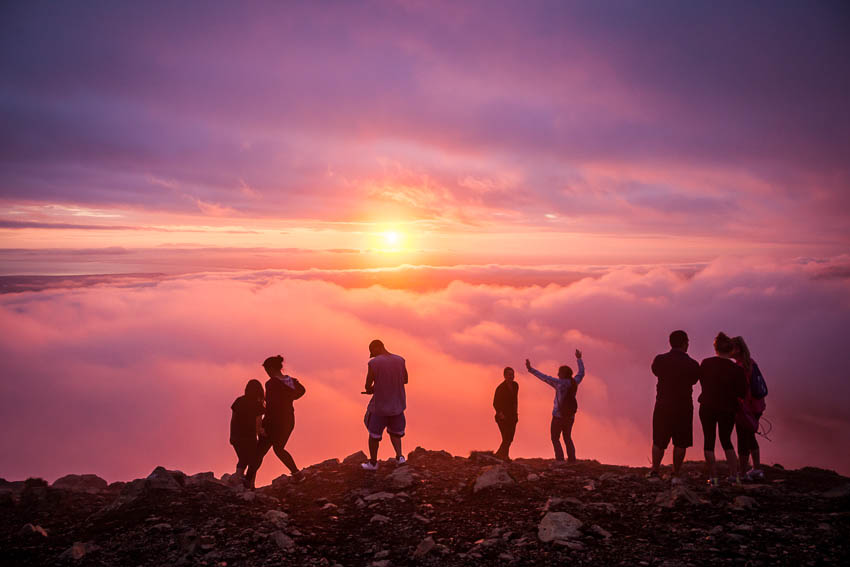 The annual summer solstice celebration atop Flattop mountain in Anchorage. Flattop is Alaska's most-climbed peak